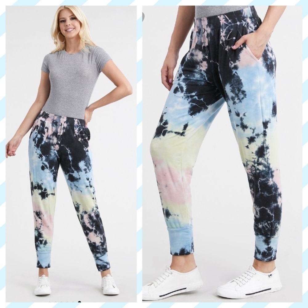 Last pair! The Matching Multi Color Tie Dye Joggers